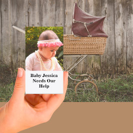 Baby Naam heeft onze hulp nodig Doneer QR code Kaa Visitekaartje