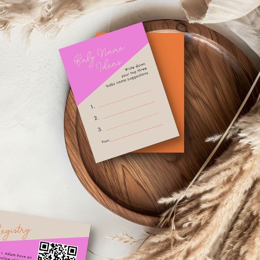 Baby Naam Ideeën Bright Pink Oranje Activiteit Kaa Informatiekaartje
