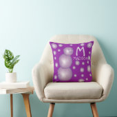 Baby Naam Initiaal 3D Ball Moon Paarse Snowman Sti Kussen (Stoel)