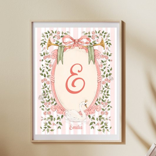 Baby Naam- Kinderkamer Decor - Zwanenprinses Poster