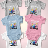 Baby naam kleuren wit naar zwart met fopspeen Blau Romper