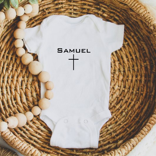 Baby Naam | Kruis Modern Schattig Christelijk Romper