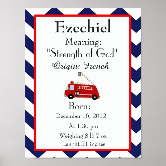 Baby Naam: kwekerij Ezechiel Poster (Voorkant)