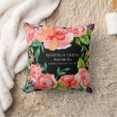 Baby Naam Modern Waterverf Zwarte Floral Stripe Kussen (Deken)