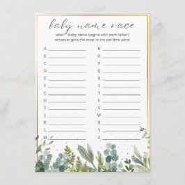 Baby Naam Race Baby Animals Baby shower Game Informatiekaartje