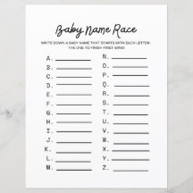 Baby Naam Race Baby shower Game