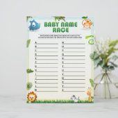 Baby Naam Race Baby shower Game [Dierthema] Briefhoofd (Staand voorkant)