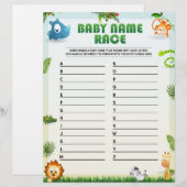 Baby Naam Race Baby shower Game [Dierthema] Briefhoofd (Voorkant / Achterkant)