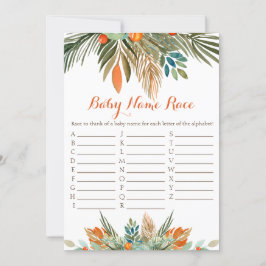Baby Naam Race Baby shower Game Oranje Floral Invi Kaart
