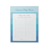Baby Naam Race Blue Ombre Stripes Baby shower Game Notitieblok (Linkerzijde)