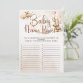 BABY NAAM RACE Easy Baby shower Game Schattige Bee Kaart (Staand voorkant)