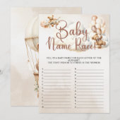 BABY NAAM RACE Easy Baby shower Game Schattige Bee Kaart (Voorkant / Achterkant)
