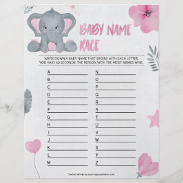 Baby Naam Race [Elephant [Roze]] Briefhoofd