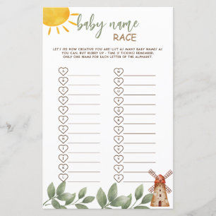 Baby Naam Race Game Boerderijdieren Baby Shower