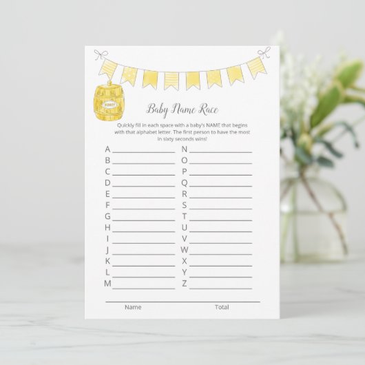 Baby Naam Race Game Boy Teddy Bear Kaart (Staand voorkant)