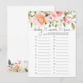 Baby Naam Race Game, Floral Rozen Baby shower Game Kaart (Voorkant / Achterkant)