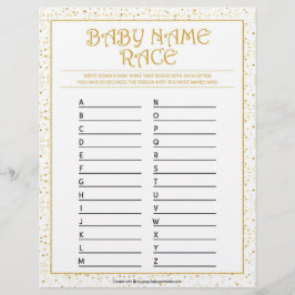 Baby naam Race [Golden Sparkles] Briefhoofd