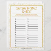 Baby naam Race [Golden Sparkles] Briefhoofd (Voorkant / Achterkant)