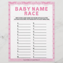Baby naam Race [Luxury Lace [Roze]] Briefhoofd