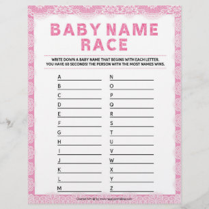 Baby naam Race [Luxury Lace [Roze]] Briefhoofd