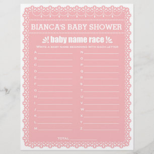 Baby Naam Race Pink Papel Picado Baby shower Game