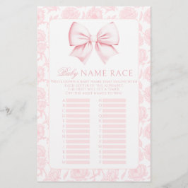 Baby Naam Race Roze Bow Baby Meisje Douche Spellet