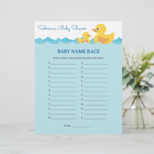 Baby Naam Race Rubber Duck Baby shower Game (Staand voorkant)