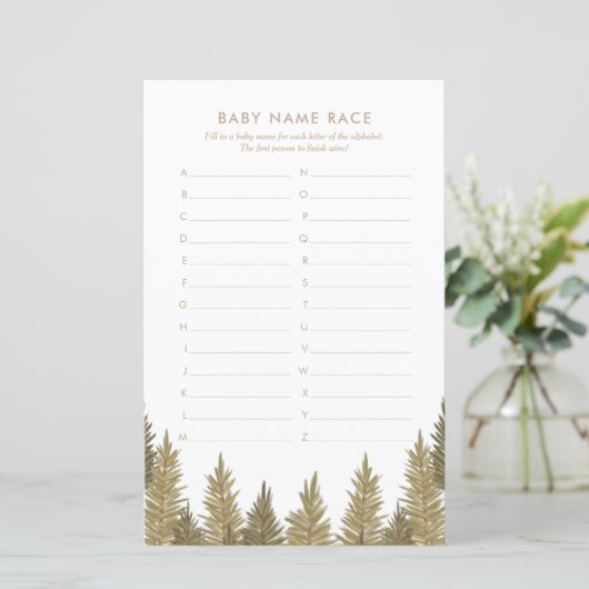 Baby Naam Race Woodland Baby shower Game (Staand voorkant)