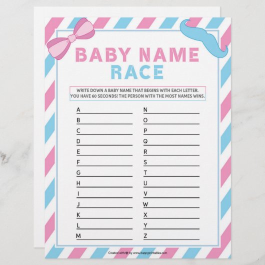 Baby naam ras [Genderverassing] Briefhoofd (Voorkant / Achterkant)