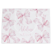 Baby Naam Roze Bow Gift Bag Groot Cadeauzakje (Voorkant)