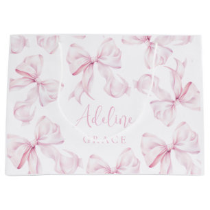 Baby Naam Roze Bow Gift Bag Groot Cadeauzakje