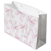 Baby Naam Roze Bow Gift Bag Groot Cadeauzakje (Achterkant Gekanteld)