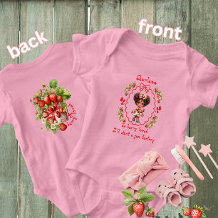 Baby Naam Schattige Aardbei Aangeklede Zwarte Baby Romper