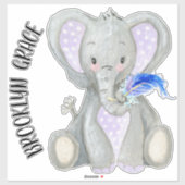 Baby Naam Schattigee Schattige Veer Lavendel Olifa Sticker (Vel)