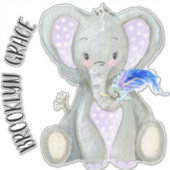 Baby Naam Schattigee Schattige Veer Lavendel Olifa Sticker (Voorkant)