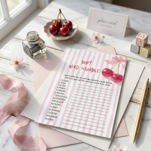Baby Naam Scramble Kersje op de Top Roze Strik Mei