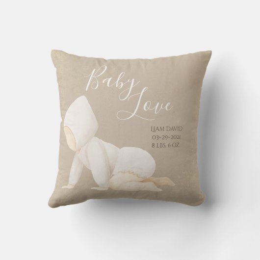 Baby Naam Script Baby Liefde Aandenken Kussen (Achterkant)