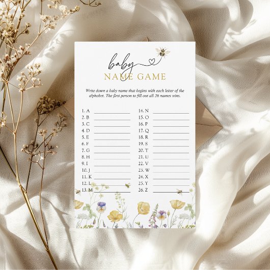 Baby naam spel bij wilde bloem Baby shower spel Flyer