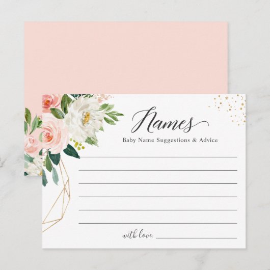 Baby Naam Suggestie Advice Baby shower Game Kaart (Voorkant / Achterkant)