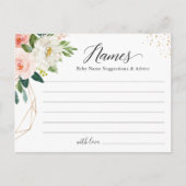 Baby Naam Suggestie Advice Baby shower Game Kaart (Voorkant)