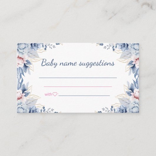 baby Naam Suggesties Bloemen baby shower Informatiekaartje (Voorkant)