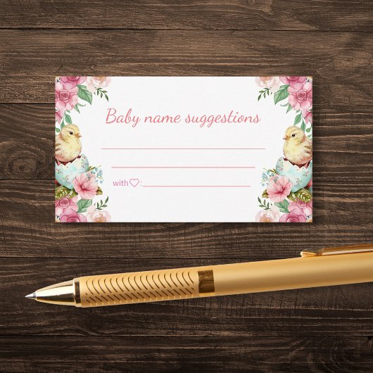 baby Naam Suggesties Bloemen baby shower Pasen Informatiekaartje