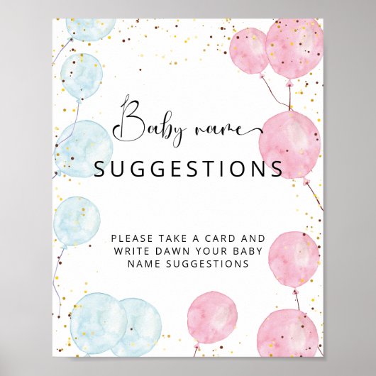 Baby Naam Suggesties Geslacht Openbaar Poster (Voorkant)