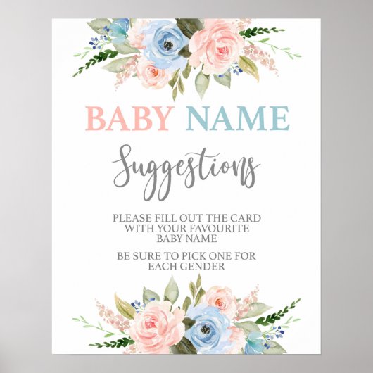 Baby Naam Suggesties Geslacht Poster (Voorkant)