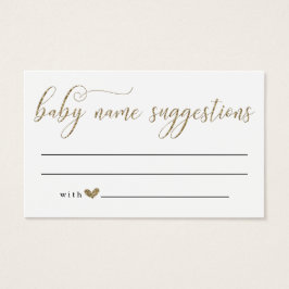 Baby Naam Suggesties Kaart voor Baby shower - Gold