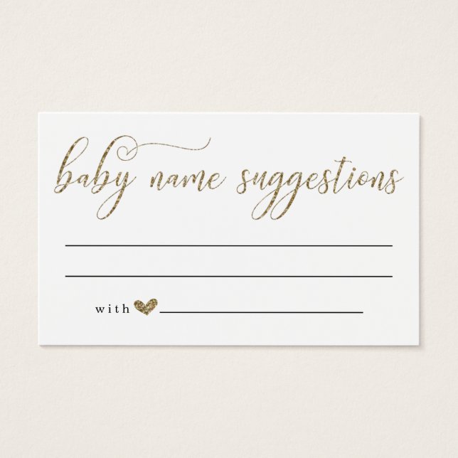 Baby Naam Suggesties Kaart voor Baby shower - Gold (Voorkant)