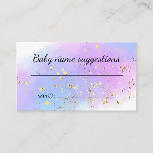 baby Naam Suggesties Roze Blauw Goud baby shower Informatiekaartje (Voorkant)