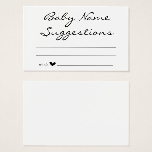 Baby Naam Suggestions Kaart voor Baby shower (Voorkant /achterkant)