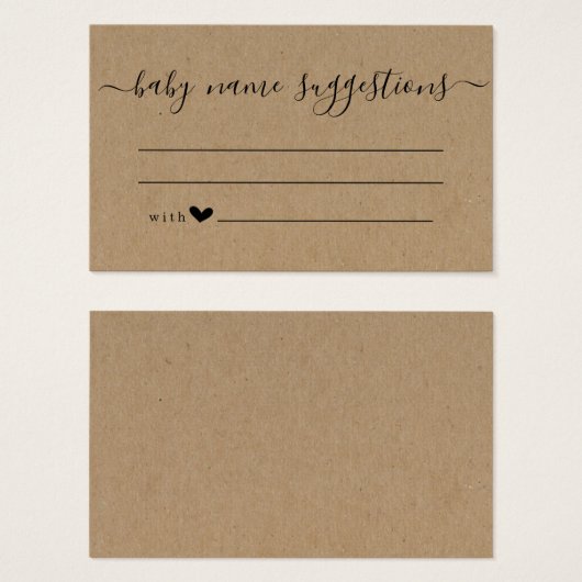 Baby Naam Suggestions Kaart voor Baby shower (Voorkant /achterkant)