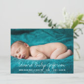 Baby Naam Typografie Script Foto Overlay Aankondiging (Staand voorkant)